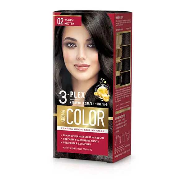 02 Боя за коса AROMA Color 3-Plex 02 Тъмен кестен - Image 1