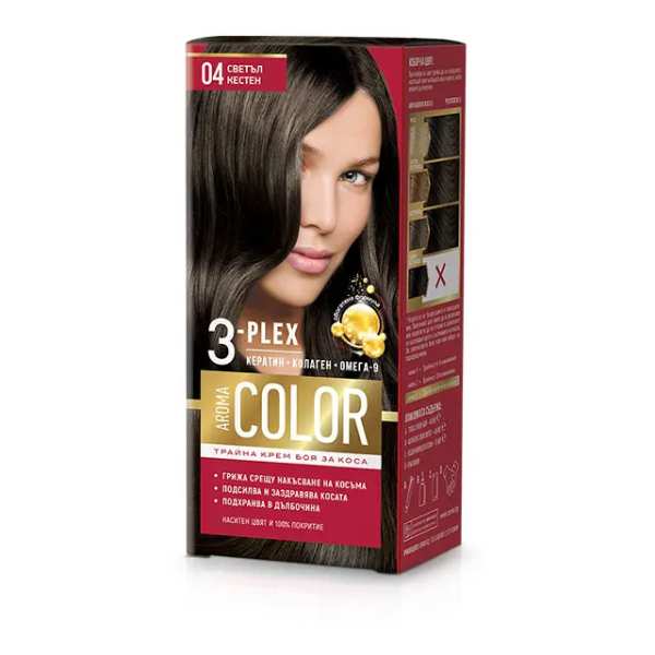 04 Боя за коса AROMA Color 3-Plex 04 Светъл кестен - Image 1