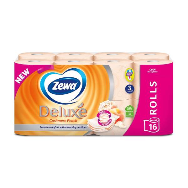 Нов-проект-10-9 Тоалетна хартия Zewa Deluxe Праскова 16бр - Image 1