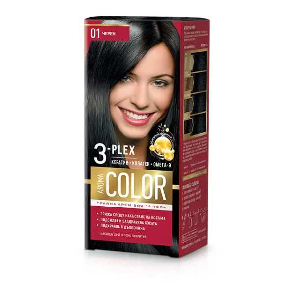 Нов-проект-17-4 Боя за коса AROMA Color 3-Plex 01 Черен - Image 1